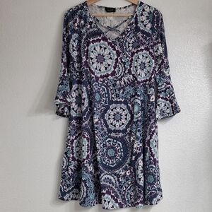LTX Multi Colored Kalidescope Patterned Mini Dress    Size M